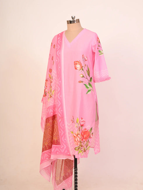 Cotton Kurti Set with Floral Print